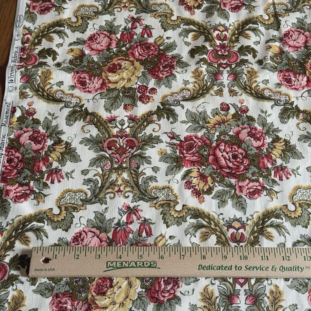 Waverly Fabrics ROSEMONT 4.5yd x 59 Cotton English Rose Garden Vtg Home Decor - Picture 4 of 6